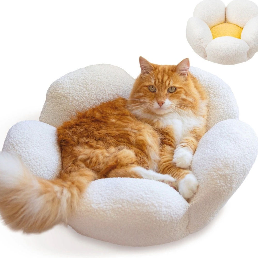 Catstages Indoor Purrfect Petals Washable Flower Shaped Bolster Plush Cat Bed